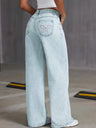 Bow Back Wide Leg Jeans with Pockets | Hanalas