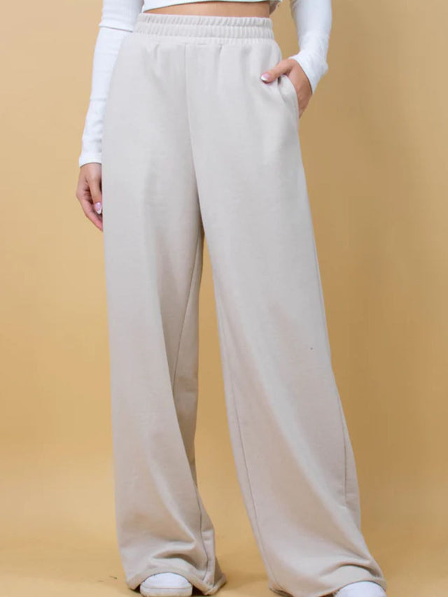 Elastic Waist Wide Leg Pants | Hanalas