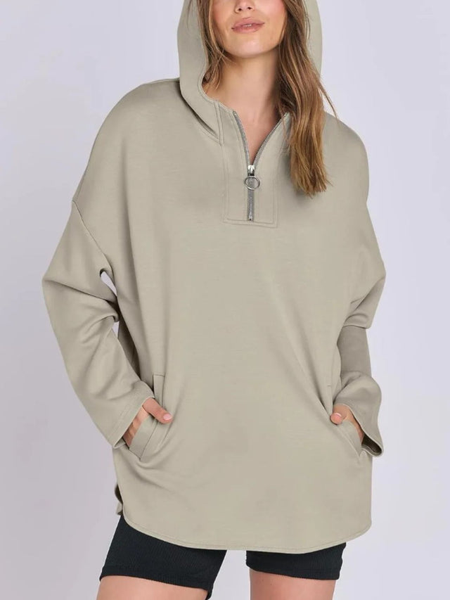 Quarter Zip Long Sleeve Hoodie | Hanalas