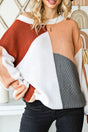 Color Block Drop Shoulder Long Sleeve Sweater | Hanalas