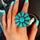 Artificial Turquoise Alloy Flower Ring | Hanalas