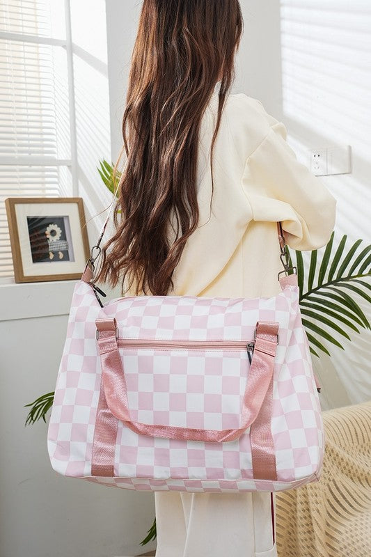 Zenana Checkered Multi-Pocket Travel Bag | Hanalas