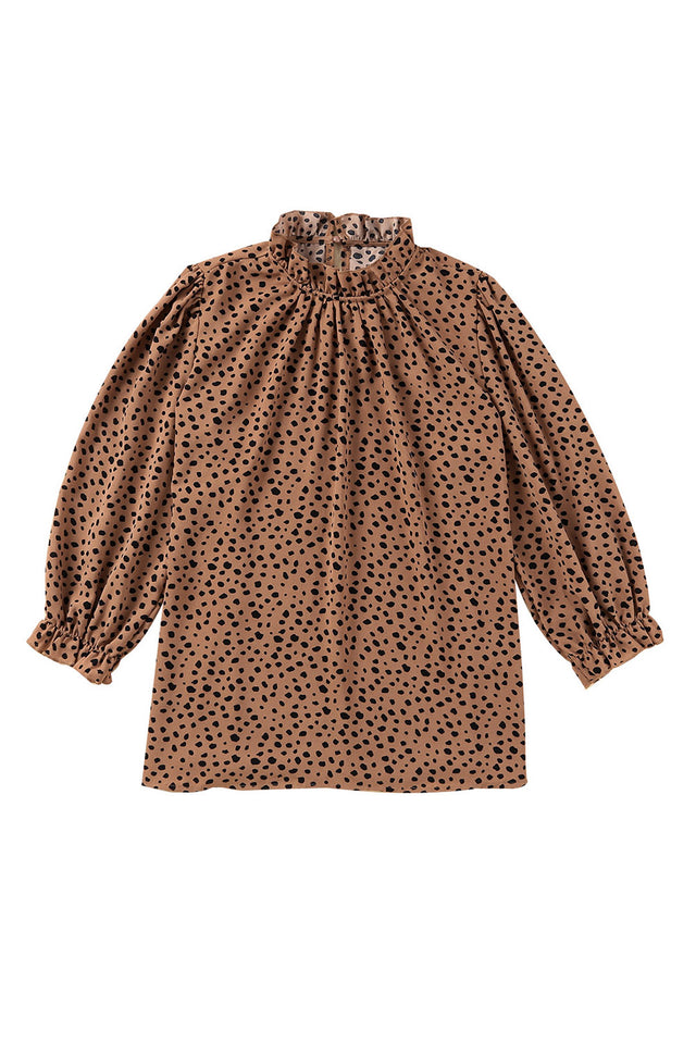 Leopard Colorblock Swiss Dot Flutter Sleeve Square Neck Mini Dress Hanalas Hanalas