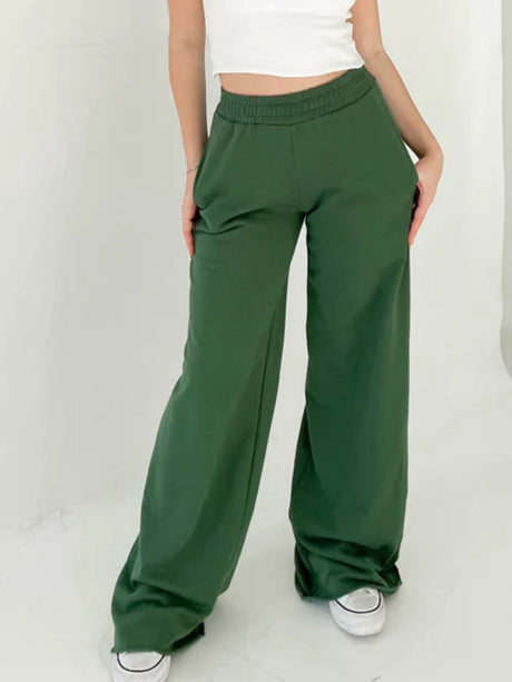 Elastic Waist Wide Leg Pants | Hanalas