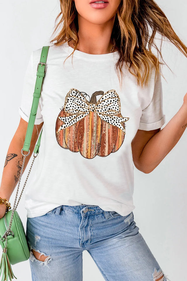 Full Size Pumpkin Round Neck Short Sleeve T-Shirt Trendsi Hanalas