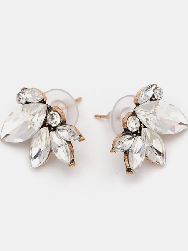 Alloy Rhinestone Flower Stud Earrings | Hanalas