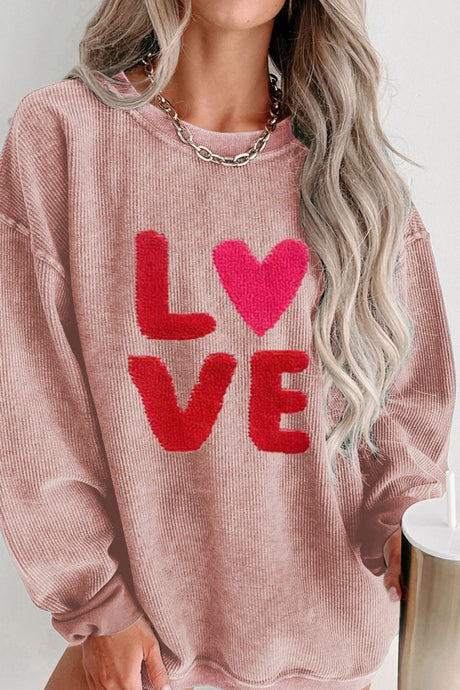 Valentine’s Day LOVE Round Neck Long Sleeve Sweatshirt | Hanalas