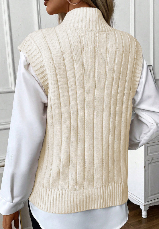 Cable Knit Turtleneck Sweater Vest | Hanalas