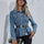 Peplum Collared Neck Long Sleeve Denim Top Trendsi Hanalas