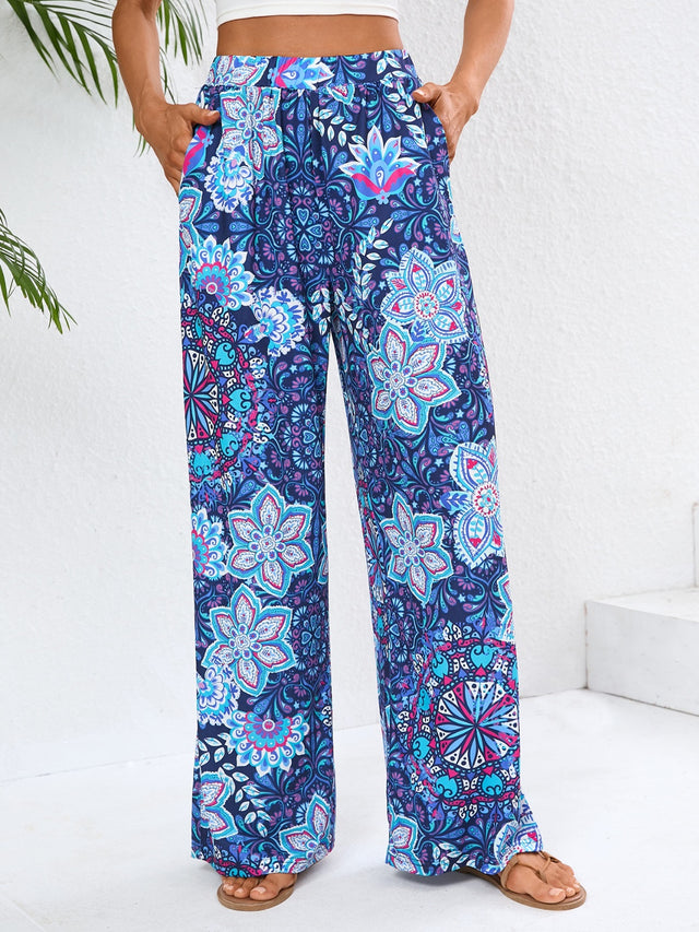 Geometric Wide Leg Pants with Pockets | Hanalas