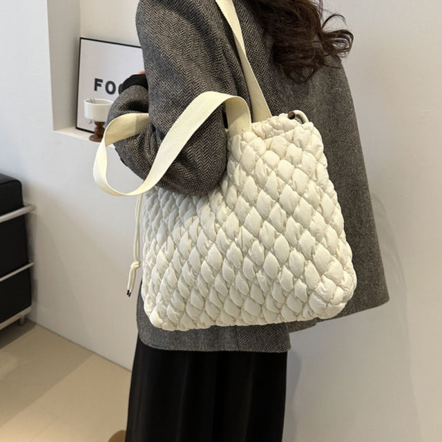 Drawstring Bubble Texture Tote Bag Trendsi Hanalas