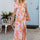Printed Surplice Short Sleeve Tie Waist Maxi Dress | Hanalas
