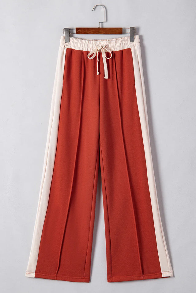 Drawstring Contrast Wide Leg Pants Trendsi Hanalas