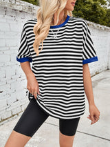 Lovelet Striped Round Neck Half Sleeve T-Shirt