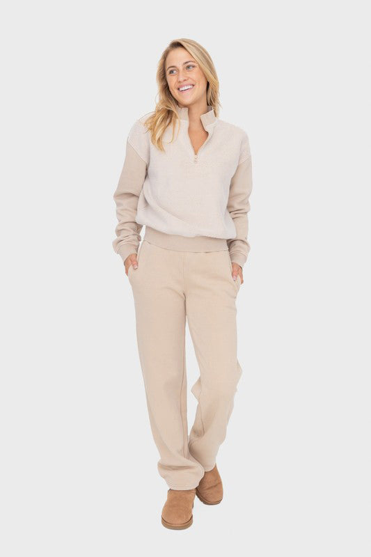 Mono B Elastic Waist Fleece Pants with Pockets | Hanalas