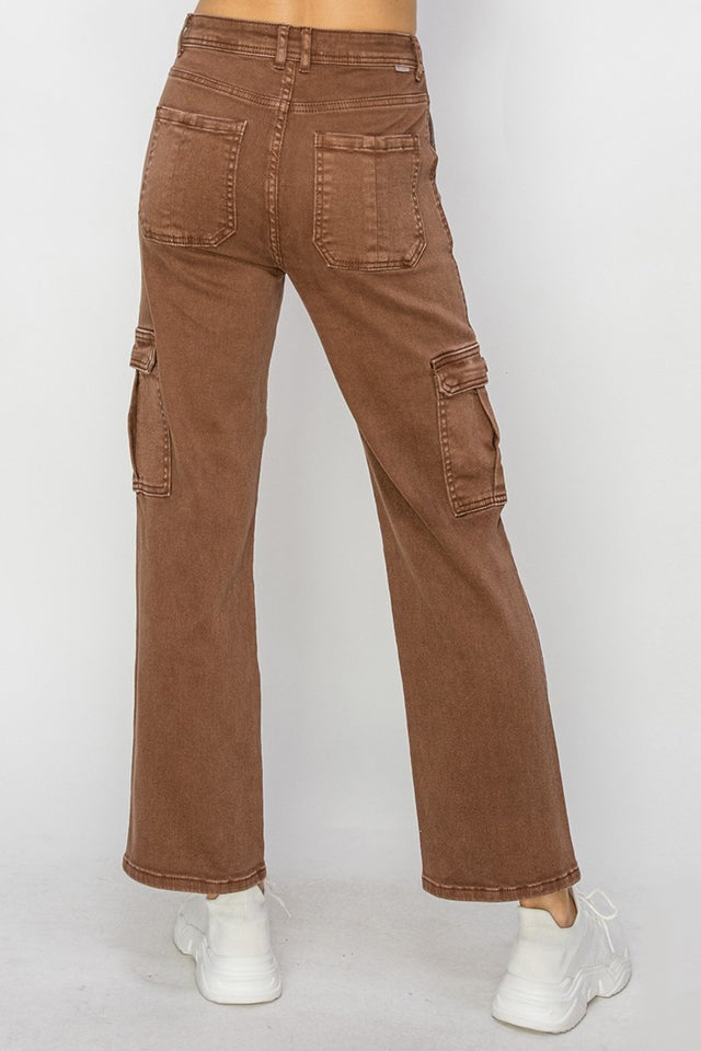 Risen Full Size High Rise Cargo Jeans Trendsi Hanalas