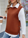 Buttoned Round Neck Sweater Vest | Hanalas