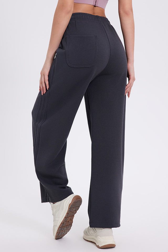 Basic Bae Elastic Waist Straight Leg Pants with Pockets | Hanalas