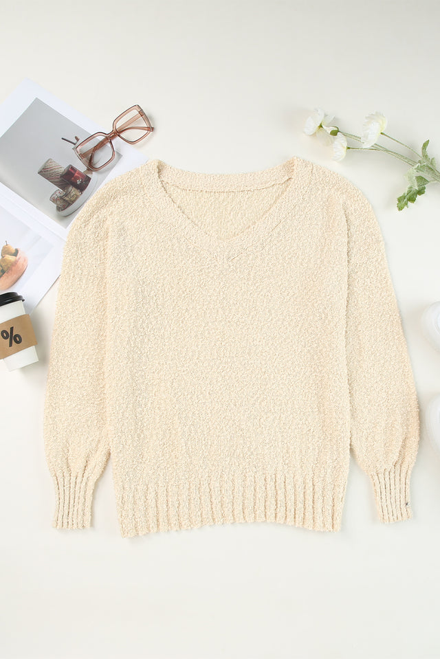 V-Neck Dropped Shoulder Sweater | Hanalas