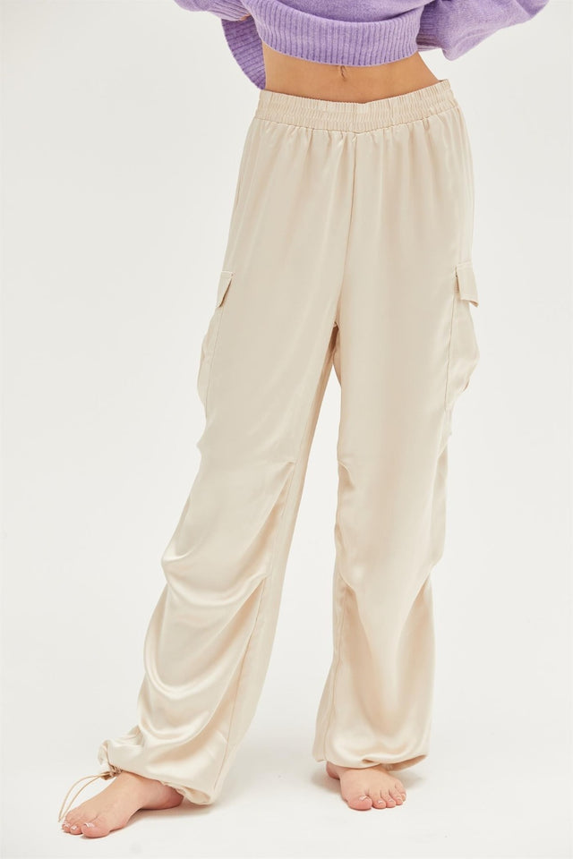 HYFVE Approach Satin Drawstring Hem Cargo Pants | Hanalas