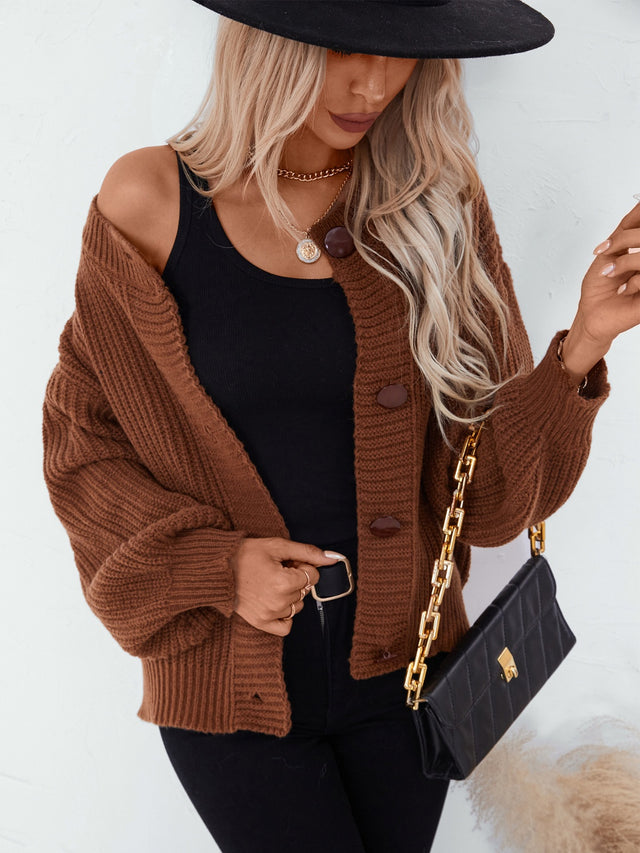 Button Down Long Sleeve Cardigan Trendsi Hanalas