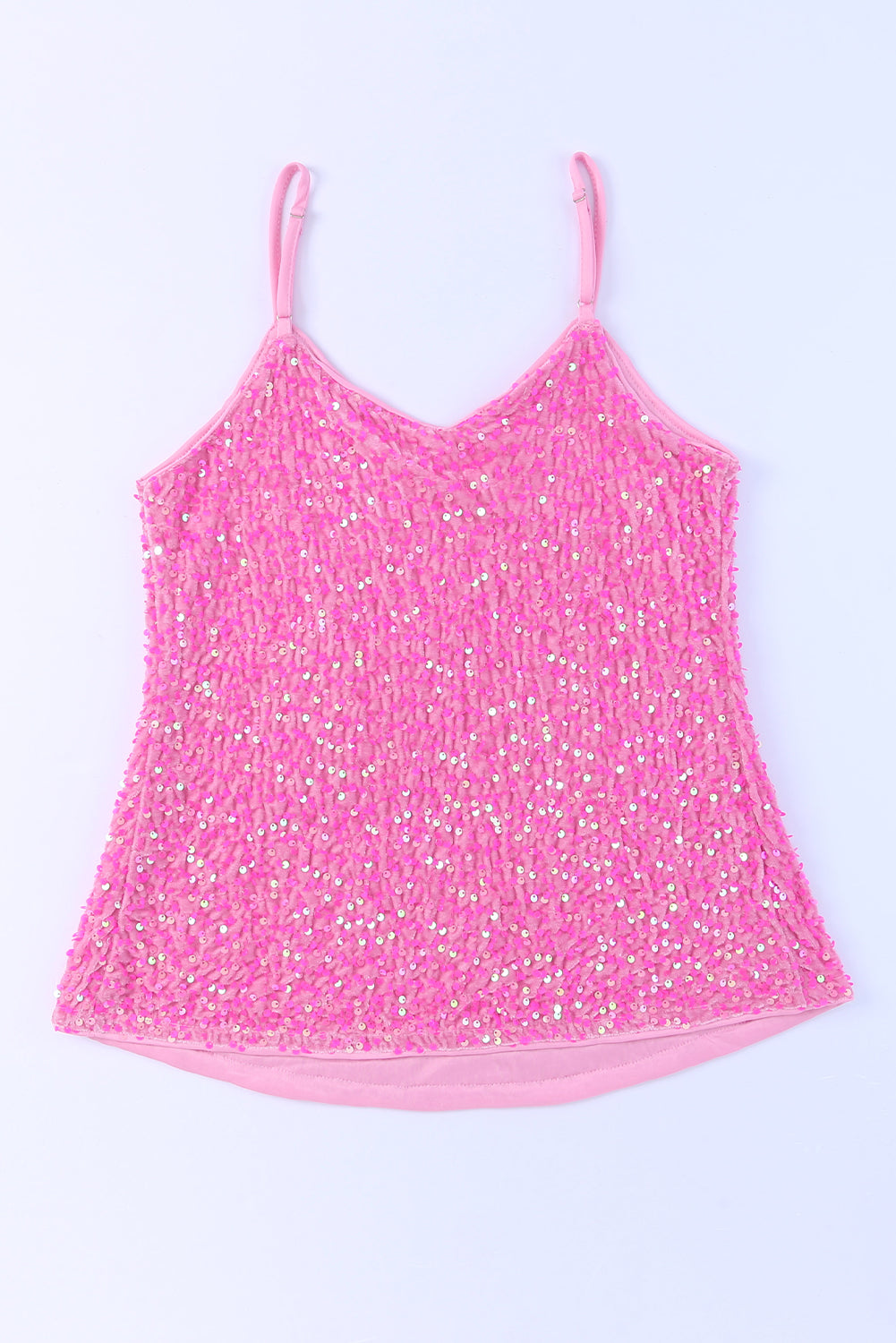 Apricot Sequin Adjustable Straps Tank Top