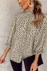 Leopard Colorblock Swiss Dot Flutter Sleeve Square Neck Mini Dress Hanalas Hanalas