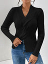 Twist Front Ribbed Long Sleeve Sweater | Hanalas