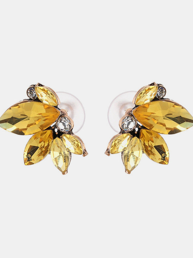 Alloy Rhinestone Flower Stud Earrings | Hanalas