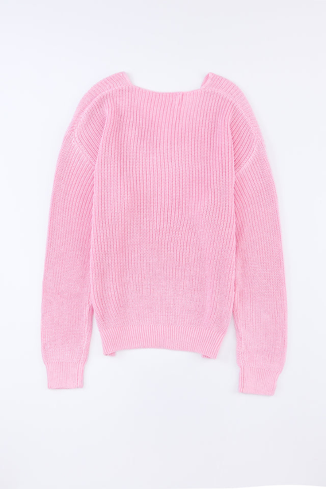 V-Neck Drop Shoulder Sweater | Hanalas