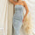 Washed Slit Back Tube Denim Dress | Hanalas
