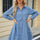 Tiered Button Up Long Sleeve Denim Dress Trendsi Hanalas