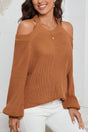 Cutout Back Cold Shoulder Long Sleeve Sweater | Hanalas