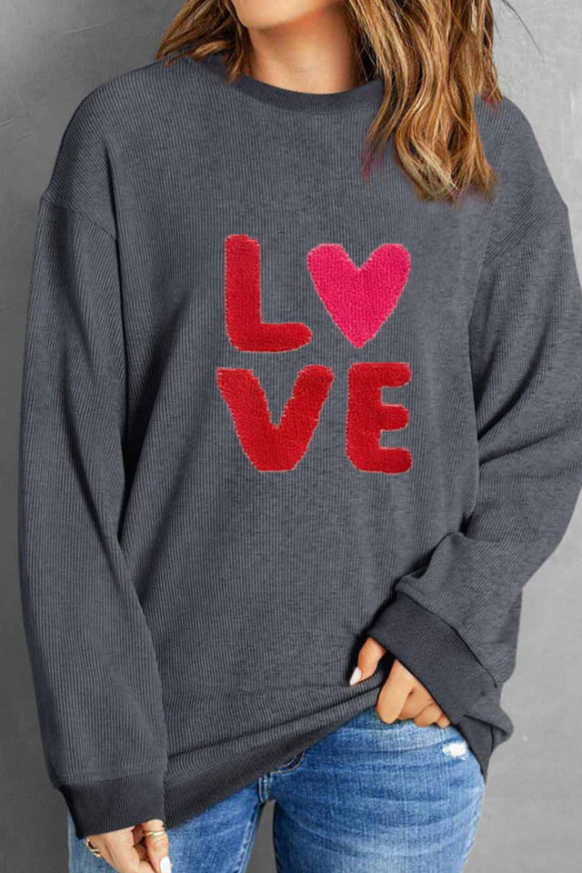 Valentine’s Day LOVE Round Neck Long Sleeve Sweatshirt | Hanalas