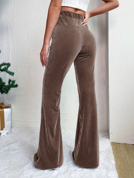 High Waist Flare Pants Trendsi Hanalas