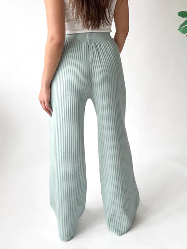 Ribbed Wide Leg Sweater Pants | Hanalas