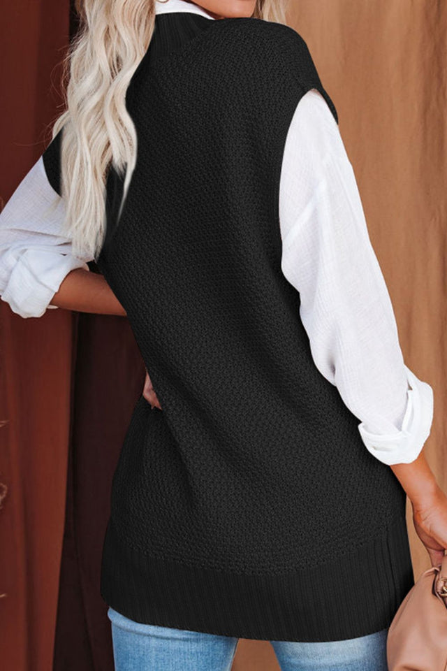 Cable-Knit V-Neck Sweater Vest | Hanalas