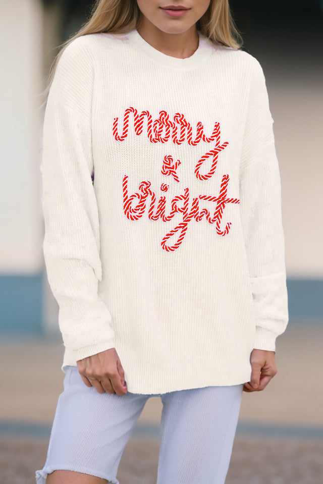 MERRY & BRIGHT Round Neck Sweater | Hanalas