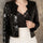 Full Size Sequin Open Front Cropped Jacket | Hanalas