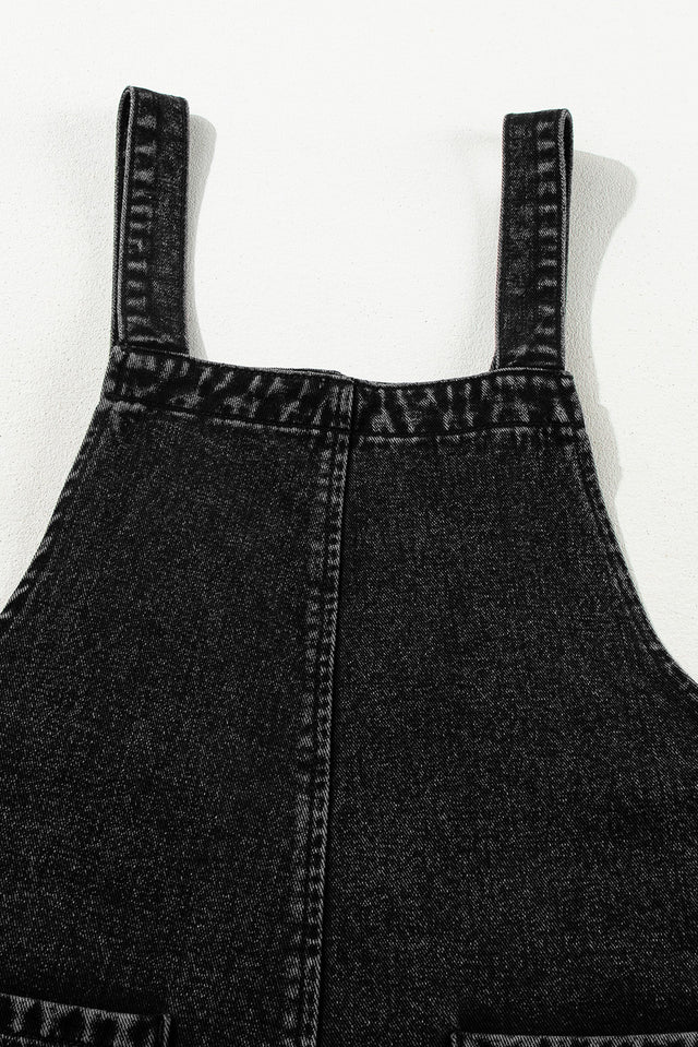 Distressed Wide Strap Denim Overalls Trendsi Hanalas