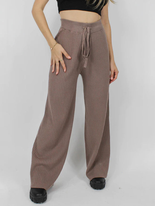 Ribbed Wide Leg Sweater Pants | Hanalas