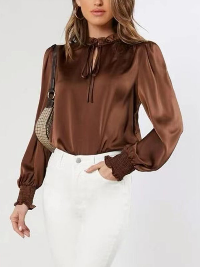 Frill Tied Lantern Sleeve Blouse | Hanalas