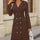 Double-Breasted Lapel Collar Long Sleeve Dress | Hanalas