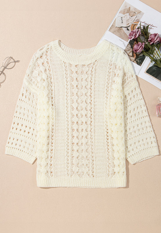 Hollow Out Drop Shoulder Sweater | Hanalas