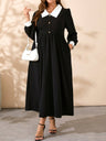 Plus Size Contrast Collared Neck Long Sleeve Midi Dress Trendsi Hanalas