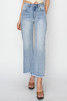 RISEN High Rise Crop Wide Fray Hem Jeans Trendsi Hanalas