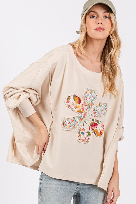 SAGE + FIG Flower Patch Dropped Shoulder Oversize Top | Hanalas