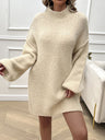 Devine Mock Neck Long Sleeve Mini Sweater Dress | Hanalas