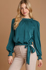 Umgee Frill Tied Hem Long Sleeve Blouse | Hanalas