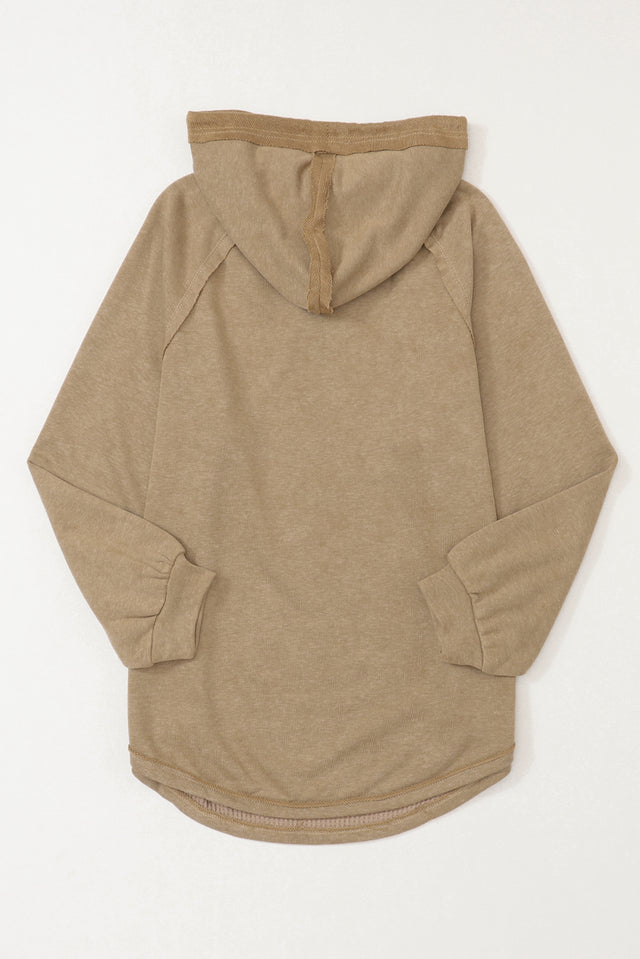 Waffled Knit Exposed Seam Drawstring Hoodie | Hanalas